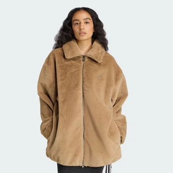 Женская меховая куртка Hooded adidas JY2383 (L) коричневый (4068811838553)