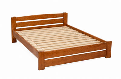 Ліжко двоспальне з масиву сосни "Strong Wood Orange" 160х200 см, посилений брус (Помаранчеве)