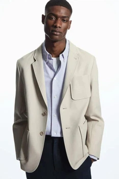 Блейзер чоловічий COS single-breasted twill blazer 1131582002 Eur 48 Бежевий