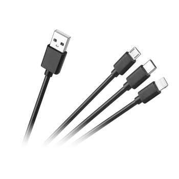 Кабель 3в1 USB A - Micro/USB-C/Lightning 1.2м (KPO3945)