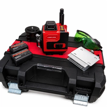 Аккумуляторный лазерный уровень KRAFFTEC 4D 16 линий с Bluetooth и штативом • Самовыравнивающийся лазерный нивелир для ремонта, строительства и разметки 57923