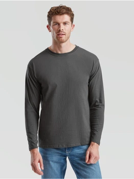 Мужская футболка с длинным рукавом Fruit of the Loom Valueweight Long Sleeve 100% хлопок,размер XXL, Графит