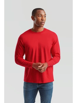 Мужская футболка с длинным рукавом Fruit of the Loom Valueweight Long Sleeve 100% хлопок Красный, M