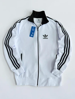 Женская спортивная кофта Adidas весна-осень трикотажная зипка белая XL размер