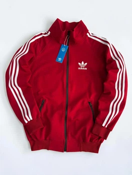 Женская спортивная кофта Adidas весна-осень трикотажная зипка красная 2XL размер