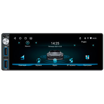 Автомагнитола Android 1DIN PHANTOM MPA-6900 4/64 ГБ, 6.8", GPS, Wi-Fi, Bluetooth, CarPlay, Android Auto