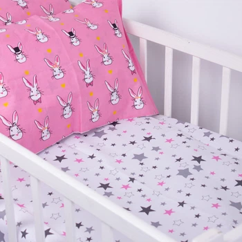 Простынь детская Бязь Kids Time 17-0528 Bunnies pink 110*160