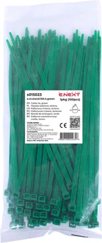 Кабельная стяжка (хомут) 4х150мм E.NEXT e.ct.stand.150.4.green (100шт), зеленая (s015023)