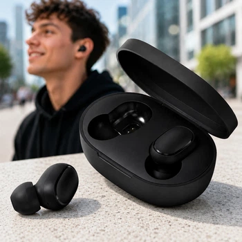 Беспроводные вакуумные наушники Redmi AirDots Black TWS Bluetooth с микрофоном и зарядным кейсом