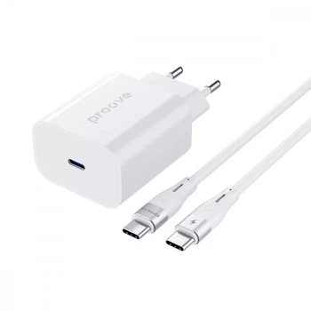 Зарядное устройство Proove Rapid 30W Сетевой адаптер Type-C с быстрой зарядкой PD3.0 и кабелем Type-C to Type-C, Белый