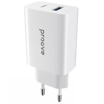 Зарядное устройство Proove Rapid 20W Сетевой адаптер Type-C/USB с быстрой зарядкой QC3.0/PD3.0, Белый