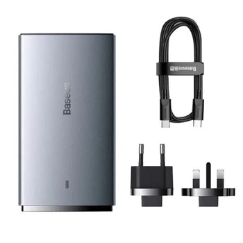 Зарядний пристрій Baseus GaN5 Pro Ultra-Slim 65W Мережевий адаптер Type-C/USB зі швидкою зарядкою PD3.0/QC3.0/AFC/SCP/FCP та кабелем Type-C to Type-C 100W, Сірий