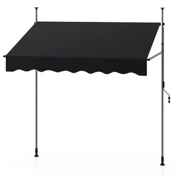 Висувна балконна маркіза Costway 250×120×210–300 см без свердління, чорна