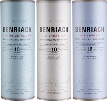 Набір віскі BenRiach 10 yo 0.7 л 43% + BenRiach The Smoky 10 yo 0.7 л 46% + BenRiach 12 yo 0.7 л 46% (2021000138614_1321000228331)