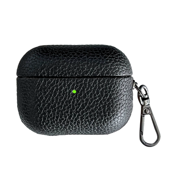 Чехол Grain Leather Case противоударный для AirPods Pro черный с защитой от ударов SR-547