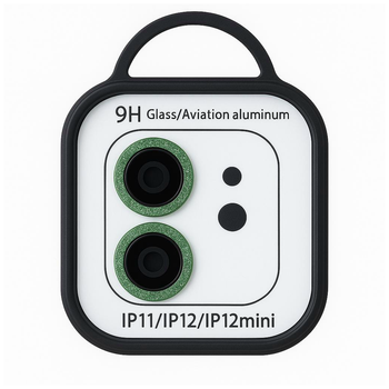 Защитное стекло на камеру Diamonds Lens для iPhone 11 12 12 mini темно-зеленое с рамкой и максимальной защитой SR-547