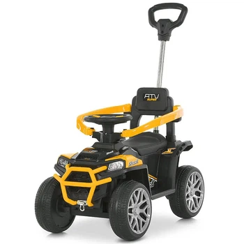 Дитячий електромобіль толокар з батьківською ручкою BAMBI M 6300EBLR-6 жовтий (2х25W, EVA, екошкіра, USB, Bluetooth)
