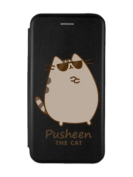 Чехол-книжка черный с рисунком на Samsung Galaxy A17 5G Пушин кот (принт 424)
