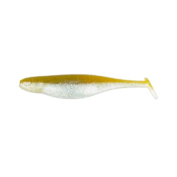 Приманка Bait Breath HARAPAN SHAD 4" (6 шт.) #HS11 WAKASAGI (Two Tone), їстівний віброхвіст з гладким силіконом, масивне тіло з ребрами та широкий хвіст Paddle Tail, універсальний для судака, щуки та великого окуня(FS_9A37C92CB433)