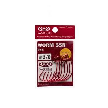 Крючок Vanfook WORM55R #2/0 (7 шт.), офсетный, Red(FS_2F8B7F26A743)