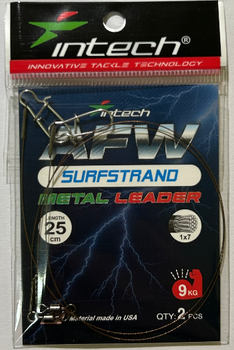 Поводок Intech AFW Surfstrand 1x7, 25 см, 0,28 мм, 20 lb (9 кг), 2 шт./уп.(FS_757B678EF6EC)