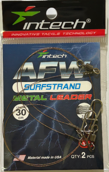 Поводок Intech AFW Surfstrand 1x7, 30 см, 0,34 мм, 30 lb (13,5 кг), 2 шт./уп.(FS_986372950ADE)