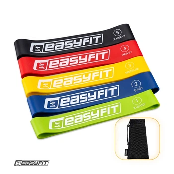 Резинки для фитнеса набор EasyFit из 5 шт (резиновая петля, латексная лента сопротивления, кольцо для йоги на ноги) EFNR5EF