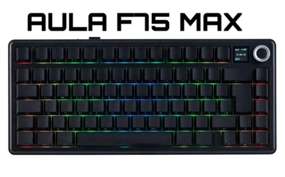 Клавиатура AULA F75 MAX Black Беспроводная Игровая Механическая. 2.4G/Bluetooth/Кабель. c Экранчиком, Аккумулятор 4000mAh. Reaper Switch