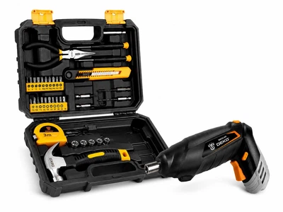 Набір інструментів для дому з акумуляторною викруткою DEKO DKCS36O1-S3 (3.6В, Li-ion) у кейсі 28 предметів