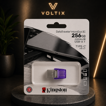 Флешка Kingston DataTraveler microDuo 3C G3 256GB USB 3.2, Type-C + USB-A, OTG, 200 МБ/с