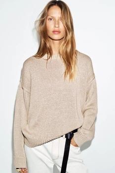Трикотажний светр крупної в'язки Zara 6771/035 M-L Бежевий (06771035710М)