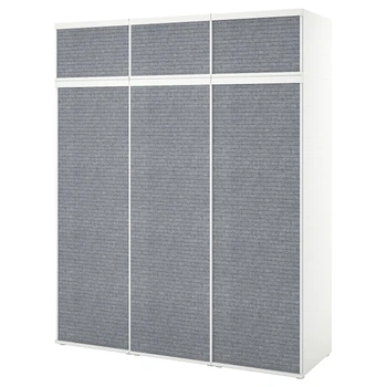 Шафа з 6 розсувними дверима, Larkollen білий/темно-сірий, 180x57x221 см PLATSA IKEA 094.941.58