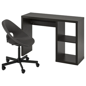 Письмовий стіл і стілець, чорно-коричневий/темно-сірий чорний KALLAX/ELDBERGET IKEA 495.550.17
