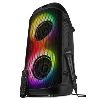 Портативная акустическая система SVEN PS-850, 100 Вт, Bluetooth, RGB-подсветка, караоке, микрофон, Black