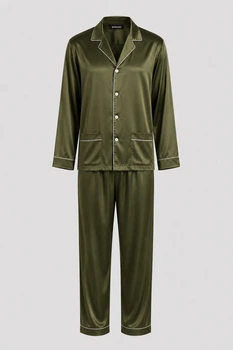 Чоловіча піжама BOBRAND “Silent Forest” хакі — сорочка і штани - 3XL