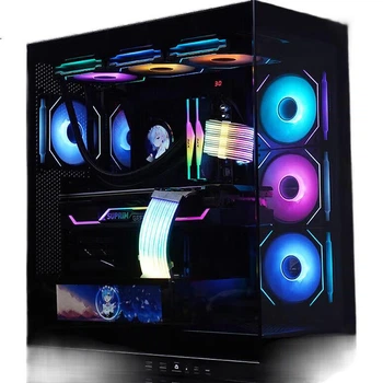 Корпус для комп'ютера SAMA Dabingjie чорного кольору, формату ATX, для настільного ПК, подвійні скляні панелі/знімні стійки/два роз'єми U3+Type-C/підтримка материнських плат із заднім монтажем, водяне охолодження 360 мм