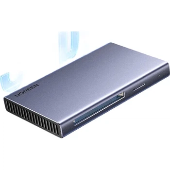 Многофункциональный USB 3.0-кардридер UGREEN CF с пятью входами, поддерживает карты SD/TF/CF/MS/M2, совместим с компьютерами, фотоаппаратами, видеорегистраторами, картами памяти для систем видеонаблюдения.