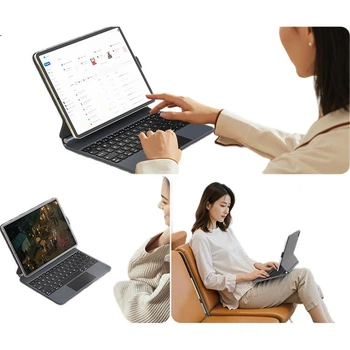 Новая клавиатура BOW Hangshi HA354 2025 Magic Keyboard для iPad 9-го поколения, совместимая с Apple Air 5/4, магнитный защитный чехол, встроенная пятиуровневая подсветка, черная.