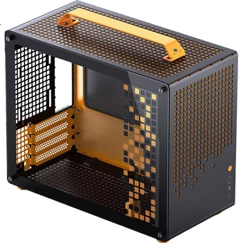 Корпус JONSBO Z20 оранжево-чорний MATX (знімна ручка, підтримка радіаторів 240 мм, повітряне охолодження 163 мм, сумісність із блоками живлення ATX, підтримка відеокарт великої довжини, Type-C Gen2)