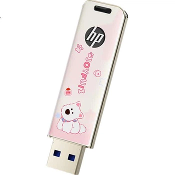 Флеш-накопитель HP 256 ГБ USB 3.2 в металлическом корпусе, симпатичный, для пары, для студентов, розовый, Western Highlands, для резервного копирования данных, для автомобиля и офиса, высокоскоростное чтение и запись до 230 МБ/с.