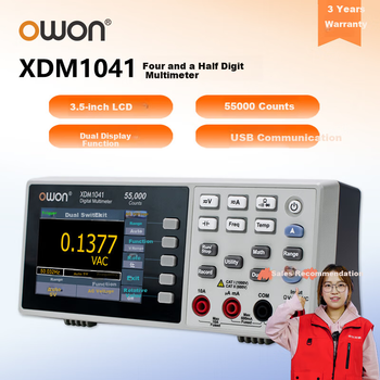 Настольный мультиметр Owon XDM1041, 4,5-разрядный, 55000 отсчетов, для промышленного обслуживания, с USB-интерфейсом.