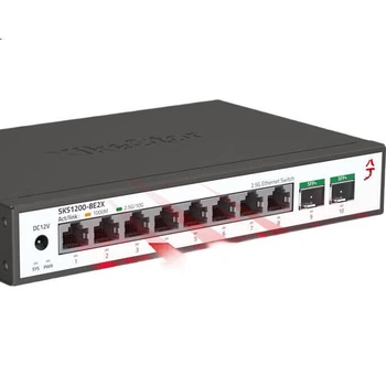 Некерований комутатор Xike, 8 портів 2.5G Ethernet + 2 порти 10G Optical, Plug and Play, безвентиляторний, підтримує Cat Rod SKS1200-8E2X