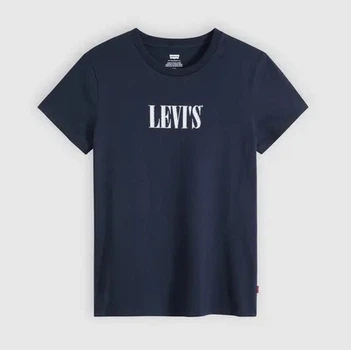 Футболка бавовняна жіноча Levi`s The Perfect Tee Serif Stud Outline 17369-3494 L Темно-синя (5401235277475)