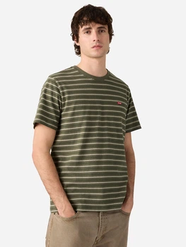 Футболка бавовняна довга чоловіча Levi`s Ss Original Hm Tee Max Stripe 56605-0314 XL Хакі (5401235287467)