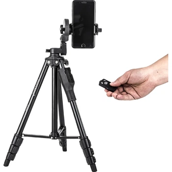 Штатив YUNTENG VCT-1368RM з Bluetooth-підтримкою для смартфонів, бездзеркальних камер та відеокамер, підходить для відеоблогу та селфі, високоякісний надлегкий портативний штатив із алюмінієвого сплаву