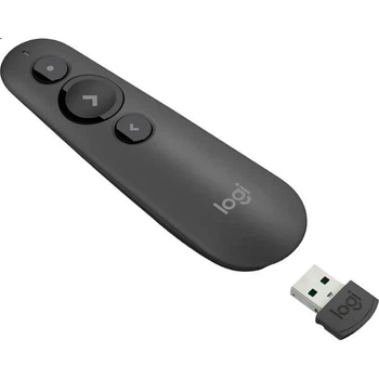 Бездротова презентація Logitech R500S, лазерна указка, ручка для перегортання сторінок PPT, бездротове подвійне підключення Bluetooth, сумісна з Mac та iOS, чорна