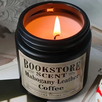 Ароматическая свеча «Bookstore Scent» Mahogany Leather Coffee черная 100 г