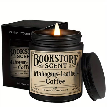 Ароматична свічка «Bookstore Scent» Mahogany Leather Coffee соєва 100 г