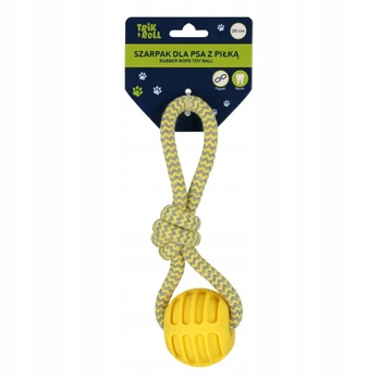 Zabawka dla psa Szarpak z piłką TRIK&ROLL 20cm szaro-żółty 560701 (5905523690958)