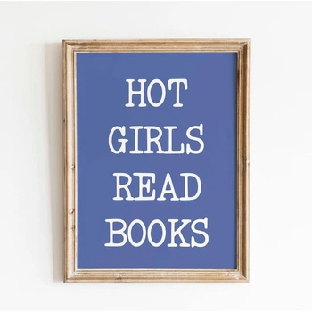 Постер «Hot Girls Read Books» бумажный синий